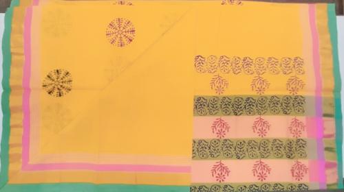 PL Salem Sarees Hand Block Printed Saree